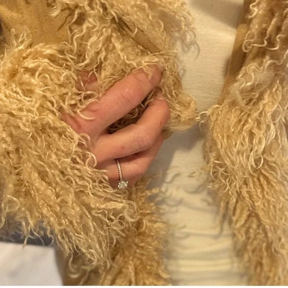 Tan Faux Fur Penny Lane 70s inspired coat Boho - Picture 5 of 6